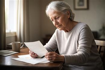 Una signora anziana scrive le proprie memorie